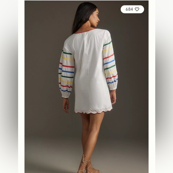 Farm Rio Long Sleeve Scallop Mini Dress - Picture 3 of 6